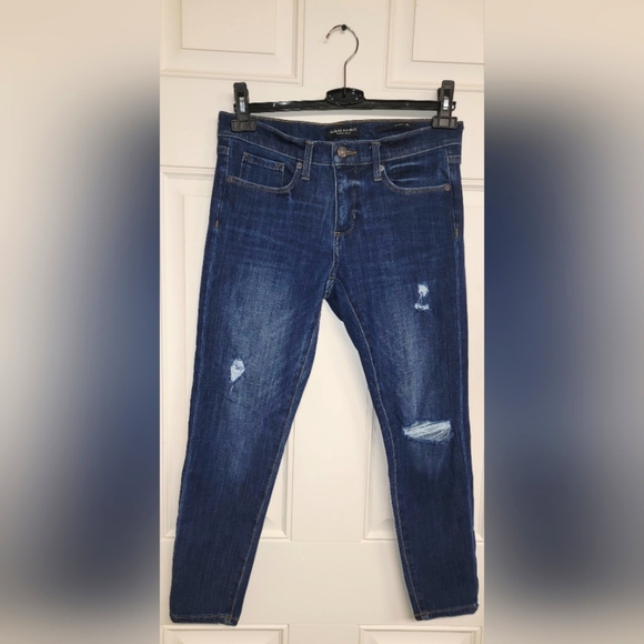 Women's Size 4/27 Short Banana Republic Premium Denim Skinny Jeans Distressed. - Picture 1 of 8